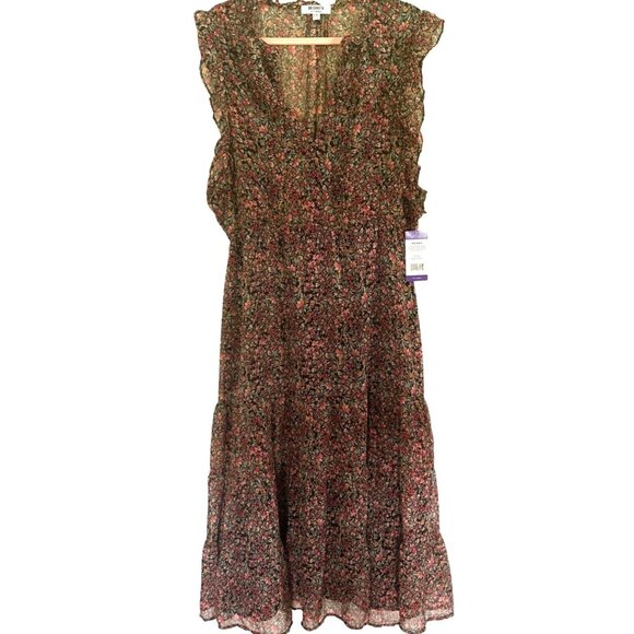 NWT BB Dakota by Steve Madden Ditsy Floral Boho Dress size XXL Sheer Cottage - Picture 2 of 8